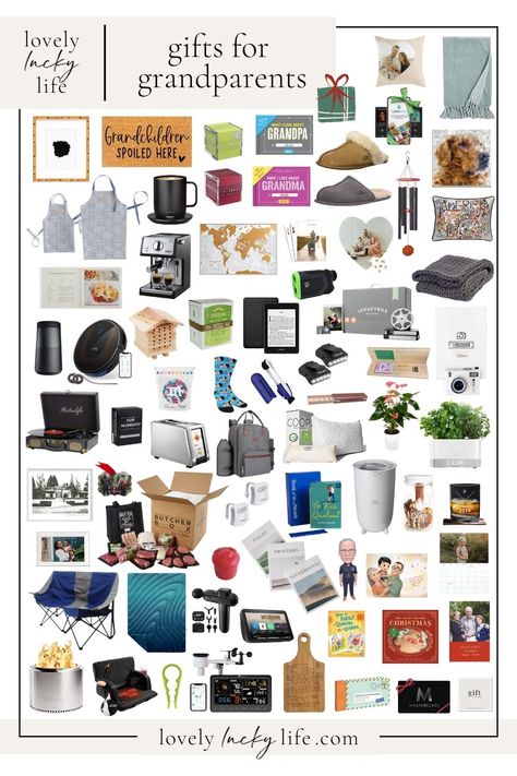 70+ Gift Ideas for Grandparents - Lovely Lucky Life Christmas Gift Guide For Grandparents, What To Get Your Grandparents Gift Ideas, Gifts For Gran, Grandparent Xmas Gifts, Christmas Gifts For First Time Grandparents, Things To Get Grandparents For Christmas, Christmas Gift Idea For Grandparents, Christmas Present Ideas For Grandparents, Gifts For Grand Parents