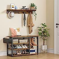 Coat Rack Shoe Bench, Shoe Bench Entryway, Entryway Hall Tree, Storage Cubbies, Shoe Cubby, Coat And Shoe Rack, Padded Bench, Tree Coat Rack, Entryway Coat Rack