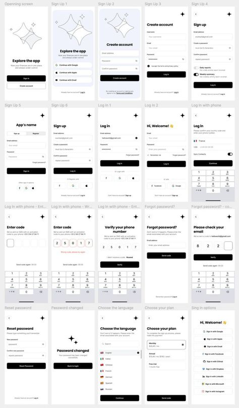 Mobile app registration UI screens featuring a sleek and user-friendly design #MobileApps #UserInterface #Registration #UI #SleekDesign Mobile App Design Templates, Webpage Design Layout, Login Page Design, Mobile Login, Login Design, Ux Kits, App Design Layout, Ux App Design, Wireframe Design