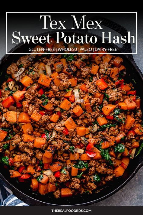 Tex Mex Sweet Potato, Leftover Taco Meat, Dinner Quick, Plats Healthy, Diner Recept, Potato Hash, Sweet Potato Hash, Taco Meat, Ground Turkey Recipes