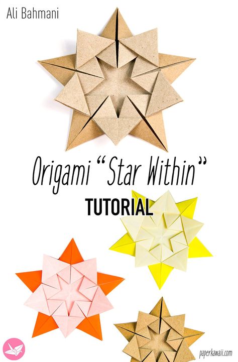 origami star within paper kawaii PIN Paper Folded Stars, Origami Snowflake Tutorial, Origami Star Garland, Folded Paper Stars Tutorial, Diy Stars Paper, Star Origami Easy, Oragami Ornaments, Christmas Origami For Kids, Origami Stars Step By Step