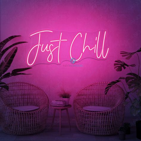 #NeonSigns #BrightIdeas #NeonSignNames #NeonInspiration #NeonRoom #RoomDecor Chill Neon Sign, Cafe Shops, Living Room Art Wall, Vibe Rooms, Cool Neon Signs, Chill Mood, Neon Signs Quotes, Neon Wall Art, Custom Neon Lights