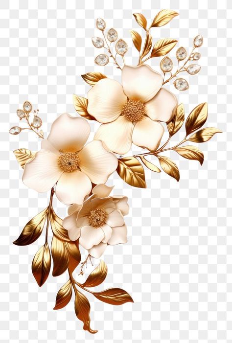 Gold Elements Design, Png Flowers Design, Aesthetic Pngs, Leaf Png, Flower Png Images, Learn Design, Flower Alphabet, Png Flower, Floral Png