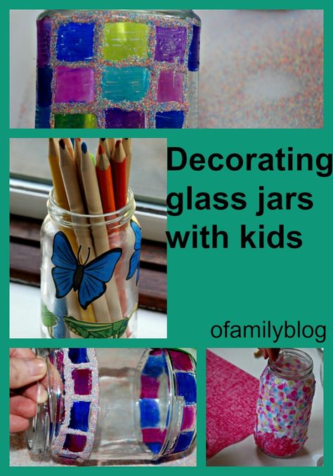 Decorating Glass Jars, Canning Jars Crafts, Decorate Glass Jars, Reuse Crafts, Memory Jars, Crafts With Glass Jars, Recycling Projects, Painting Glass Jars, Craft From Waste Material