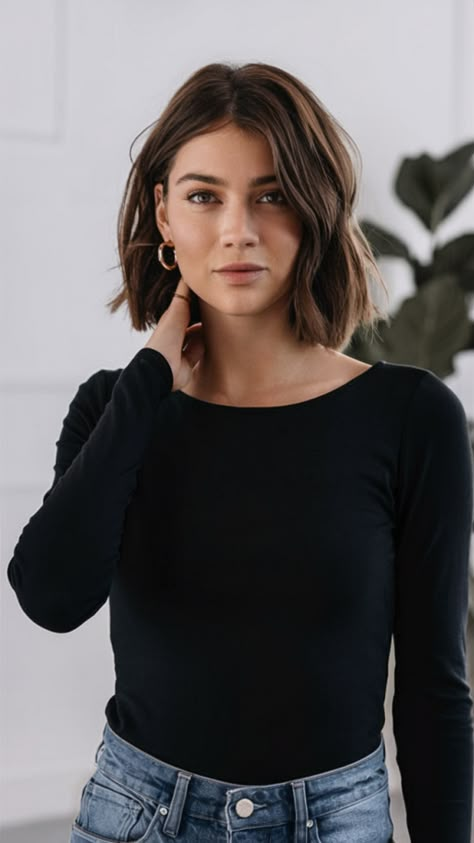 Top 22 Winter Haircuts Ideas 2024-2025: Styles for Short, Medium, Long Hair Mom Hair Medium Length, Shoulder Length No Layers, Soft Waves Medium Hair, Short Lob Haircut Straight, Fine Wavy Bob, Mom Short Haircut, Soft Waves For Medium Hair, Above Shoulder Bob, Easy To Style Haircuts