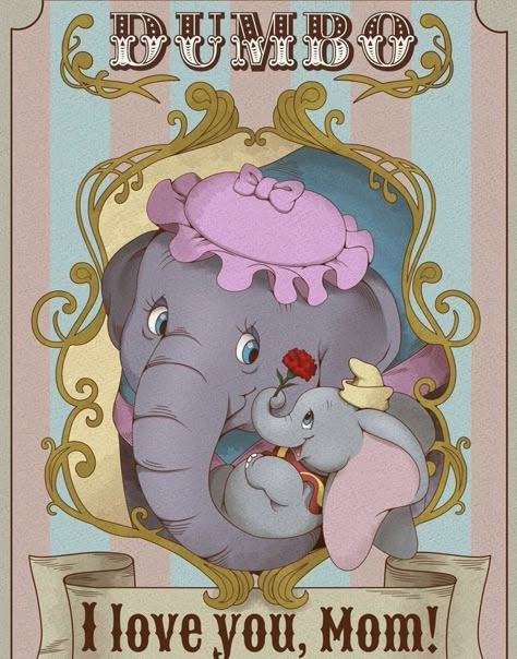 Elephant Family Drawing, Disney Dumbo Art, Baby Dumbo, Disney Best Friends, Disney Princess Artwork, Disney Background, Disney Phone Wallpaper, Mom Art, Pinturas Disney