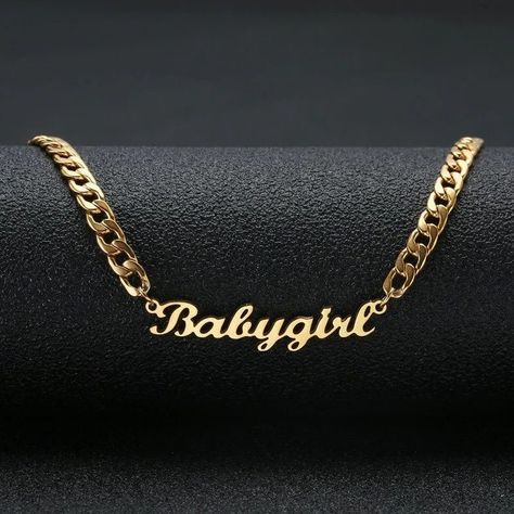 Nameplate Necklace, Gold Name Necklace, Jewelry Diamonds, Solitaire Necklaces, Custom Name Necklace, Holiday Jewelry, Name Jewelry, Name Necklaces, Cuban Chain