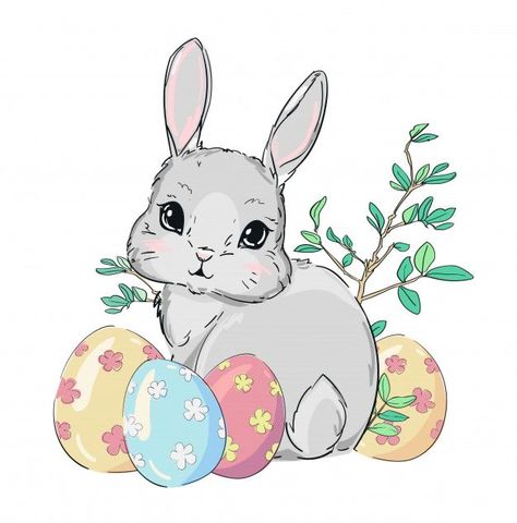 Easter Drawings, Easter Canvas, Easter Paintings, Kitten Drawing, Bunny Drawing, Easter Stickers, Easter Pictures, Easter Egg Designs, Cute Easter Bunny