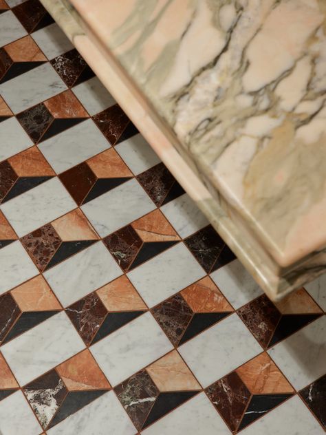 Beaux Arts Architecture, Flat London, Bar Tile, Art Deco Floor, Bar Flooring, Art Deco Tiles, Marble Bar, Patterned Floor Tiles, Geometric Tiles