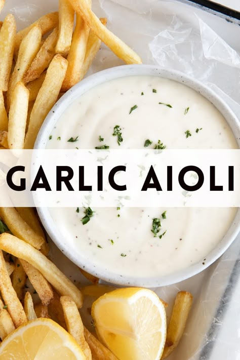 Garlic Aioli is a super flavorful sauce or dip that goes perfectly with all your favorite recipes like sandwiches, burgers, fries, fish, and so much more! Here I will show you how to make this super easy garlic aioli recipe using just a handful of super simple delicious ingredients. Aioli Recipe Easy, Easy Aioli, Aioli Sauce Recipe, Garlic Aioli Sauce, Garlic Aioli Recipe, Aioli Sauce, Aioli Recipe, Clam Recipes, Garlic Aioli