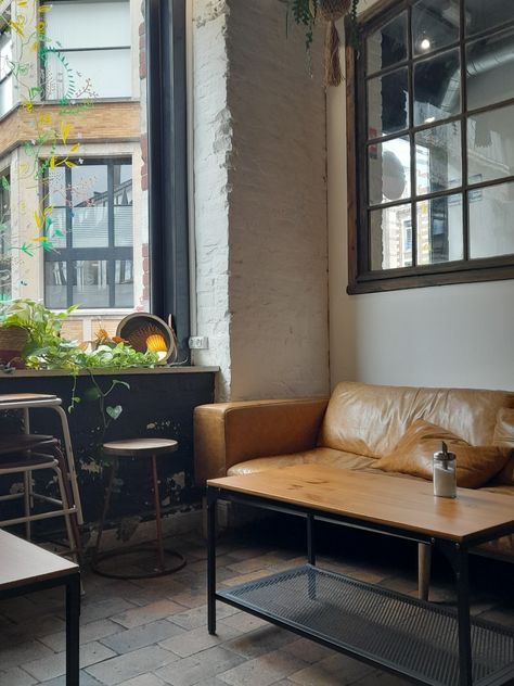 french coffee shop, france aesthetic, rainy day, leather couch, cozy Coffee Shop Couch, Cafe Couch, Cozy Moodboard, Aesthetic Rainy Day, French Coffee Shop, Couch Cozy, Corner Seating, France Aesthetic, Office Couch