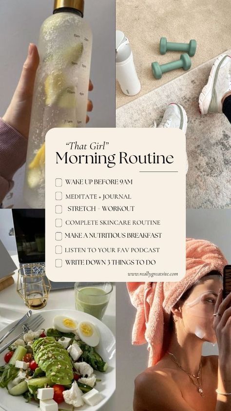 Healthy Morning Routine Skin Care, Healthy Life Esthetics, Glow Up Day Routine, How To Glow Up Fast, Glow Up Morning Routine, Exercise Vision Board, Aesthetic Hydration, How To Glow Up, Glow Up Vision Board