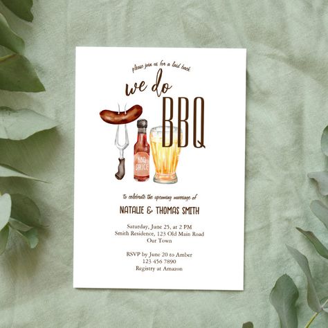 We do BBQ barbecue bridal shower couples shower Invitation - Great Barbecue Themes For Couple Wedding Showers, Stock The Bar And Grill Party Ideas, Summer Couples Shower Ideas, Summer Couple Shower Themes, Bbq Before I Do, Jack And Jill Party Ideas Couple Wedding Showers, Bbq Couples Wedding Shower Ideas, Bbq Bridal Shower Ideas Decor, Co Ed Bridal Shower Themes