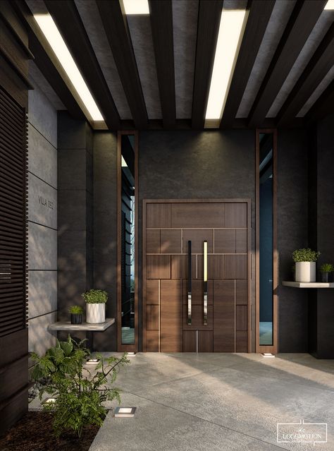 modern villa entrance on Behance Tor Design, Meranti Wood, House Main Door, Modern Entrance Door, Main Entrance Door Design, Main Entrance Door, Modern Entry, Modern Entrance, Entrance Door Design