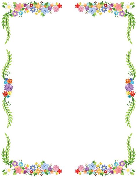 Printable Summer Floral Page Border Cute Borders Designs Free Printable, Free Printable Borders For Paper, Printable Borders For Paper, Floral Page Borders, Free Borders And Frames, Border Paper Printable, Free School Borders, Page Borders Free, Page Boarders