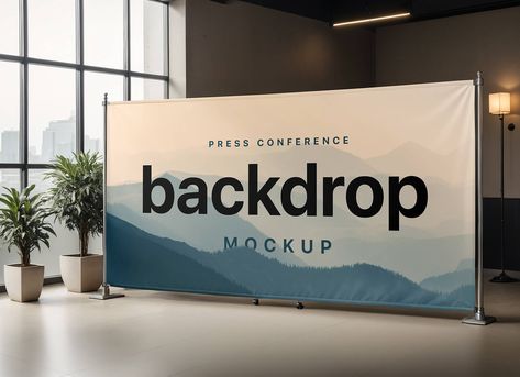 Free Press Conference Backdrop Mockup PSD - Good Mockups Event Conference Design, Press Conference Design, Event Backdrop Design, Conference Backdrop, Backdrop Mockup, Launch Event Ideas, Press Wall, Ad Ideas, Church Furniture