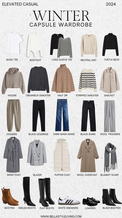 winter capsule wardrobe 2024 Vinter Mode Outfits, Capsule Wardrobe Casual, Capsule Wardrobe Women, Look Boho Chic, Winter Wardrobe Essentials, Travel Clothing, Fashion Capsule Wardrobe, Winter Fashion Outfits Casual, Winter Capsule