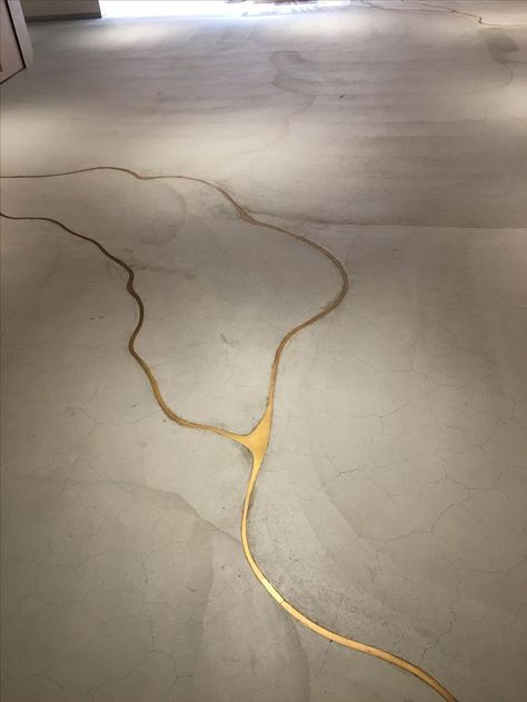 If our concrete floor cracks, we’re doing this to it! It’s concrete with liquid gold to fill the cracks! Hallways Ideas, Concrete Floor, Stained Concrete, Polished Concrete, Concrete Countertops, Floor Patterns, Floor Design, Concrete Floors, Design Living