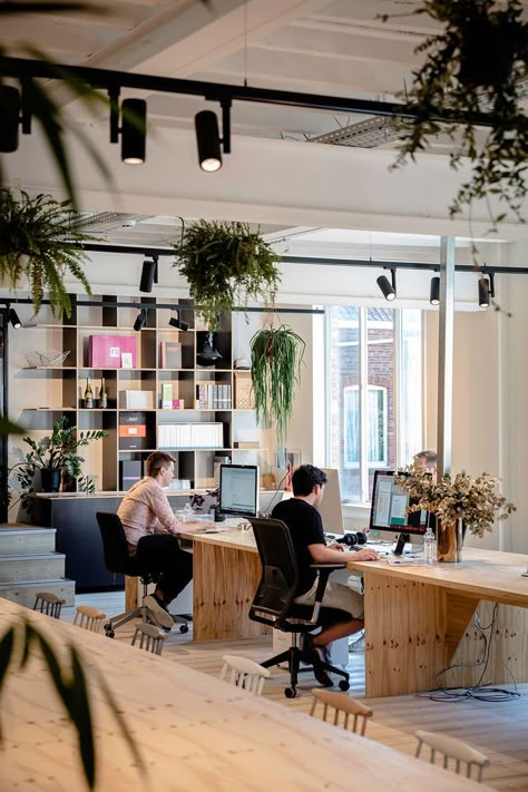 Lampen Office With Plants, Coworking Space Design, Inmobiliaria Ideas, Agency Office, Modular Lighting, Outfit Office, Open Space Office, Cool Office Space, Office Design Inspiration