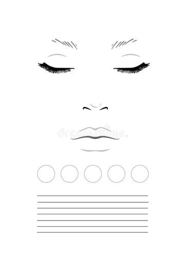 Beautiful Woman Portrait. Face Chart Makeup Artist Blank Template Stock Vector - Illustration of lady, design: 107739188 Makeup Class Ideas, Face Template Makeup, Up Printables, Face Chat, Dermal Fillers Lips, Face Chart Makeup, Self Makeup, Beautiful Woman Portrait, Mac Face Charts