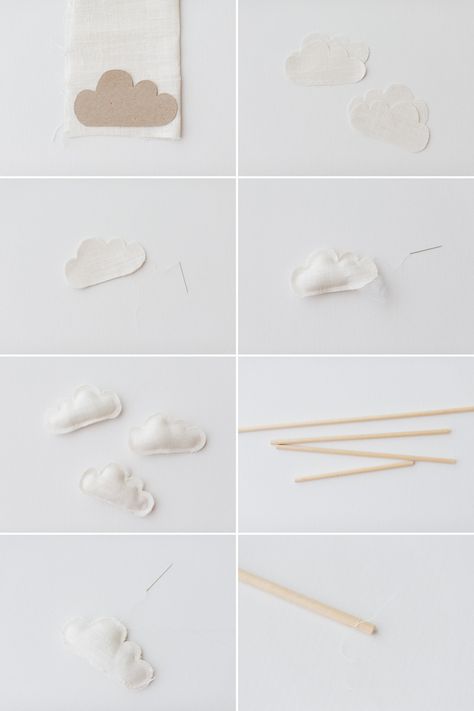 Baby Decor Diy, Baby Nursery Diy, Diy Baby Mobile, Diy Clouds, Cloud Mobile, Diy Bebe, Diy Nursery, Diy Mobile, Nursery Mobile