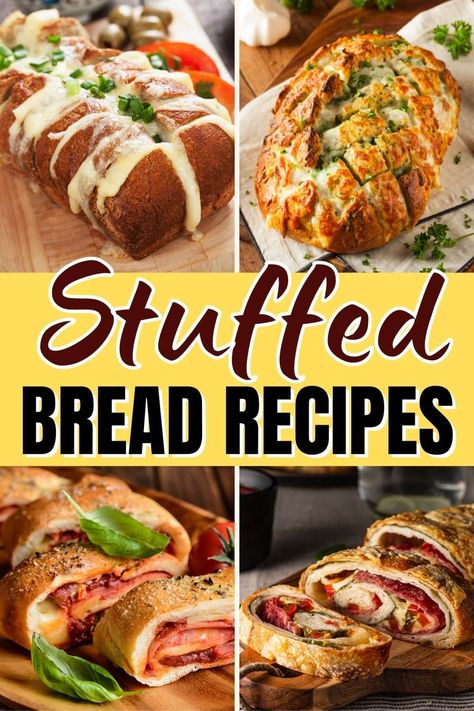 Stuffed Bread Recipes Homemade, Specialty Breads Recipes, Easy Stuffed Bread Recipes, Homemade Stuffed Bread, Filled Bread, Flavored Bread Recipes Savory, Ways To Use Italian Bread, Braided Sandwich, Stuff Bread Recipes