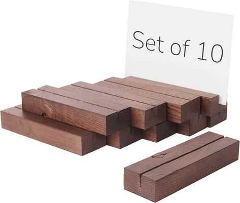 Amazon.com: TOROS store 10 Pack Wood Place Card Holder - Brown Wooden Table Number Holders , Name Place Cards Stand , Events Party Tabletop Sign Stands , Wedding & Birthday Stands for Photos, Pictures & Postcard : Home & Kitchen Place Card Holders Diy, Wooden Place Card Holders, Wood Place Card Holders, Gold Plastic Plates, Wooden Table Numbers, Table Number Holders, Place Card Holder, Place Holder, Name Place Cards