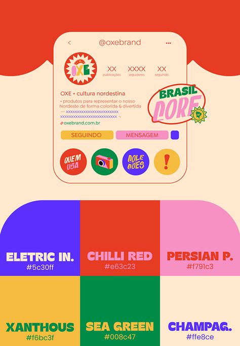 Cmyk Pastel Color Palette, Visual Identity Illustration, Primary Colors Branding, Striking Color Palette, Bright Cmyk Color Palette, Personal Branding Graphic Designers, Brazilian Color Palette, Moodboard For Branding, Retro Bright Color Palette