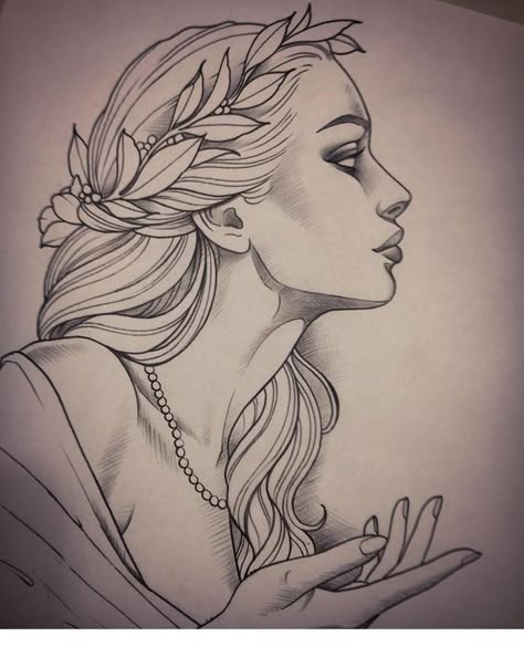 Aphrodite Tattoos, Aphrodite Tattoo, Drawing Landscapes, Simple Sketches, Creative Drawing Ideas, Unique Characters, Start Drawing, Drawing Prompts, Enjoy The Process