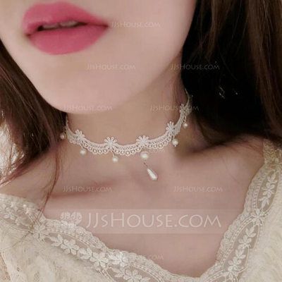 [US$ 3.99] Beautiful Lace With Lace Ladies' Fashion Necklace (137122210) Colar Chocker, White Lace Choker, Women Choker Necklace, Lace Choker Necklace, Womens Chokers, Lace Necklace, Fashion White, Neck Jewellery, Jewelry Choker