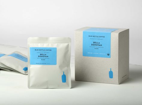 The perfect cup of Blue Bottle Coffee comes to the home. The popular coffee label introduces its Perfectly Ground packets. Coffee Drip Packaging Design, Drip Bag Coffee Package Design, Drip Coffee Packaging, Coffee Drip Bag, Coffee Bean Shop, Coffee Bag Design, Coffee Sachets, Coffee Package, Coffee Drip