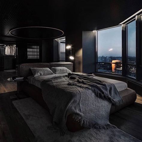 Black Bedroom Design, Black Interior Design, Luxury Bedroom Design, Dark Home, Black Bedroom, Lobby Design, Dream House Rooms, Dark Interiors, Design Hotel