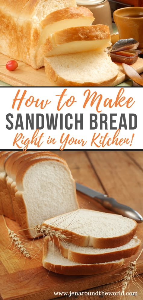 No Knead Sandwich Bread Recipe, Quick Sandwich Bread, Sandwhich Bread, Sourdough Starters, Homemade Sandwich Bread, Homemade White Bread, Homemade Sandwich, White Bread Recipe, Sandwich Bread Recipes