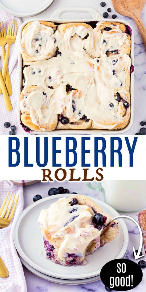 Blueberry Rolls With Cream Cheese, Blueberry Rolls, Blueberry Sweet Rolls, Blueberry Cinnamon Rolls, Blueberry Filling, Cinnabon Cinnamon Rolls, Sweet Roll Recipe, Best Blueberry Muffins, Cream Cheese Rolls