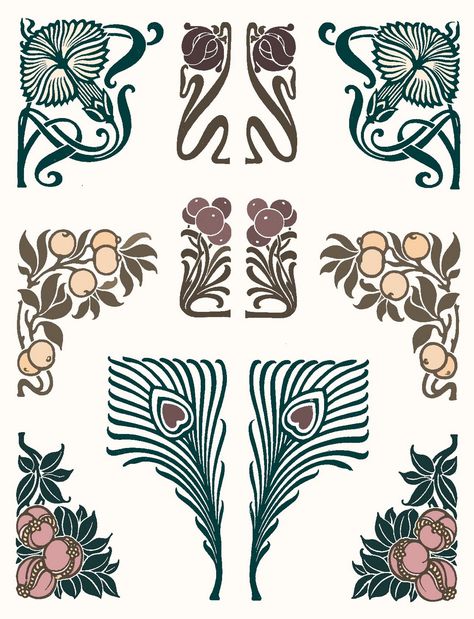 Art Deco Diy Decorations, Art Deco Desen, Fiori Art Deco, Fleurs Art Nouveau, Arte Art Deco, Art Nouveau Tattoo, Motifs Art Nouveau, Nouveau Tattoo, Illustration Art Nouveau