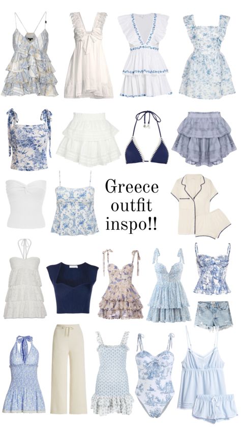 Greece outfit inspo!! | 🇬🇷🤍💙 | #greece #greecesummer #greeceoutfits #vacationfit #holidayfit #greecefit #vacationoutfits #holidayoutfit #outfitinspo #fyp #blowup #xyz Greece Summer Outfits, Estilo Blair Waldorf, Greece Outfits, Greece Outfit, Summer Holiday Outfits, Preppy Summer Outfits, Europe Outfits, Italy Outfits, Mia 3