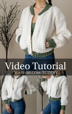 How To Crochet Jacket, How To Make Crochet Jacket, Bulky Knit Cardigan Pattern Free Plus Size, Crochet Varsity Jacket Pattern, Crochet Amigurumi Video Tutorials, Chunky Crochet Jacket, Crochet Jackets For Women, Crochet Business Casual, Crocheting Jacket