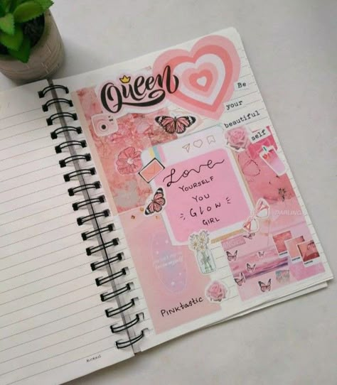 Journal ideas,pink journal. Journal Diary Decoration, Line Diary Ideas, Creative Dairy Writing Ideas, Gernaling Ideas, Pink Bujo Ideas, Pink Theme Journal Ideas, Ideas For Decorating Diary, Journal Ideas Diy Homemade, Aesthetic Journal Drawing Ideas