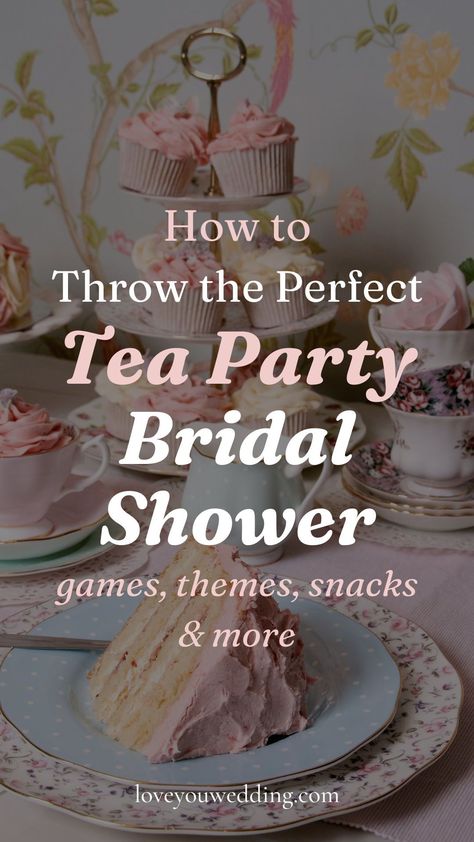 How to Plan the Perfect Tea Party Themed Bridal Shower. Throw the perfect tea party wedding shower for the bride-to-be with our 15 tips and ideas for a high tea bridal shower. From games, decorations, finger foods, and more, we have everything you need to plan and host a bridal shower tea party. Bridal Shower High Tea, Tea Party Bridal Shower Decorations, Bridal Shower Tea Party Theme, Tea Party Wedding Shower, High Tea Wedding, Tea Party Bridal, Tea Party Table, Bridal Tea Party, Bridal Shower Planning