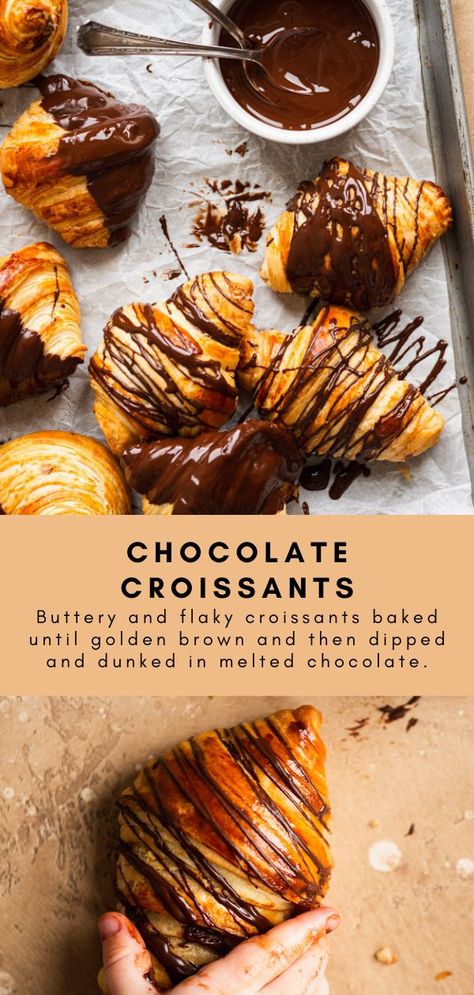 Homemade Butter Croissants, Chocolate Croissant Recipes, Starbucks Croissant Recipe, French Chocolate Croissant Recipe, French Chocolate Croissant, Best Homemade Croissants, Flavored Crossiants, Easy Chocolate Crossiant Recipes, The Best Croissant Recipe