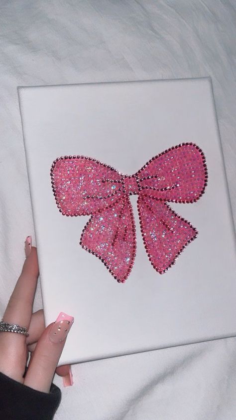 Foto Muro Collage, Rhinestone Projects, Gemstone Art, Simple Canvas Paintings, Glitter Canvas, Cute Canvas Paintings, Easy Canvas Art, Pink Painting, Diamond Paint