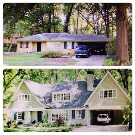 Another amazing before and after of a ranch redo!                                                                                                                                                                                 More Ranch Remodel Before And After, Exterior Remodel Before And After, House Exterior Before And After, Ranch Renovation, Ranch House Remodel, Exterior House Renovation, House Makeovers, Exterior House Remodel, Ranch Remodel