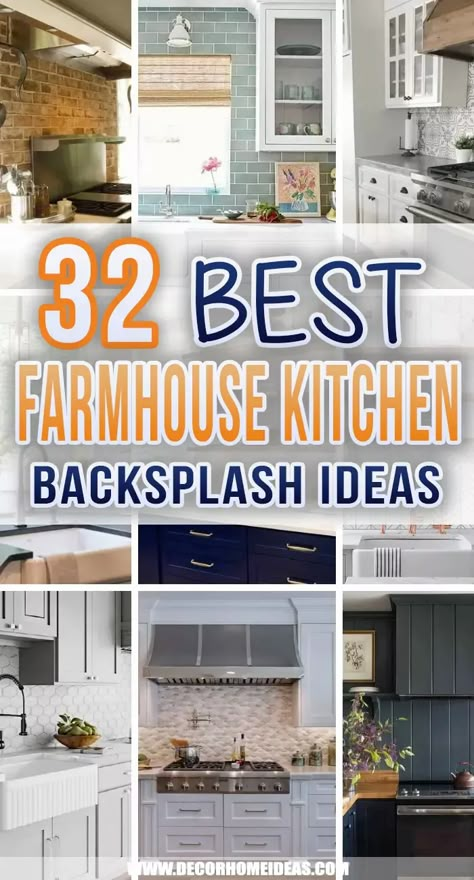 Best Farmhouse Kitchen Backsplash Ideas. Create an accent in your farmhouse kitchen with a fancy backsplash. Get some inspiration from these rustic backsplash ideas and designs. #decorhomeideas Rustic Backsplash Ideas, Kitchen Backsplash On A Budget, Granite Kitchen Backsplash, Backsplash On A Budget, Modern Farmhouse Kitchen Backsplash, Farmhouse Kitchen Backsplash Ideas, Country Kitchen Backsplash, Tin Backsplash Kitchen, Industrial Farmhouse Kitchen