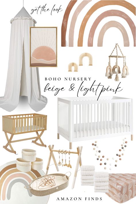 Nursery Boho Girl, Boho Nursery Room Inspiration, Boho Rainbow Nursery Girl, Baby Boho Room, Baby Girl Nursery Rainbow, Bohemian Nursery Girl, Neutral Boho Aesthetic, Boho Girls Nursery, Girls Nursery Rainbow