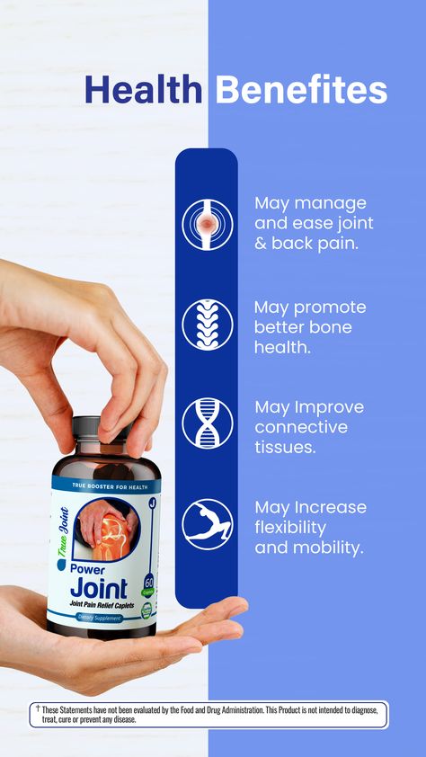 𝐏𝐨𝐰𝐞𝐫 𝐉𝐨𝐢𝐧𝐭 𝐇𝐞𝐚𝐥𝐭𝐡 𝐁𝐞𝐧𝐞𝐟𝐢𝐭𝐬 ✅May Manage and Ease Joint and Back Pain ✅May Promote Better Bone Health ✅May Improve Connective Tissues ✅May Increase Flexibility and Mobility Available at 👉𝗲𝗯𝗮𝘆 👉𝗪𝗮𝗹𝗺𝗮𝗿𝘁 👉𝗘𝘁𝘀𝘆 👉𝗔𝗺𝗮𝘇𝗼𝗻 Health Design Ideas, Health Supplements Creative Ads, Product Benefits Design, New Product Ads, Bone Supplements, Supplement Ads, Health Posts, Health Ads, Remedies For Nausea