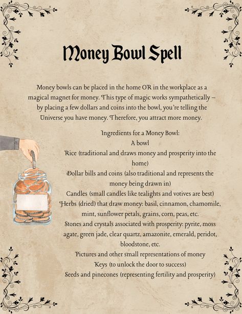 Money Bowls: How to Craft & Cast a Money Bowl Spell Money Bowl Spell, Money Bowl, Money Flowing, Money Spells Magic, Witchcraft Diy, Witchcraft Spells For Beginners, Prosperity Spell, Money Spells That Work, Spells Magic