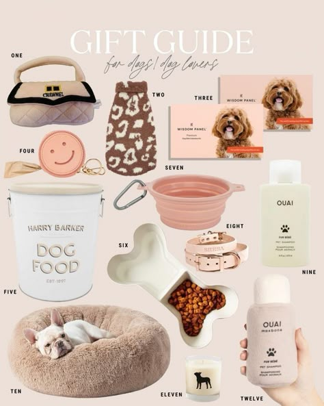 Best Dog Gift Ideas, Trendy Dog Accessories, Small Dog Supplies, Girly Dog Accessories, Gift Ideas For Dog Lovers, Boujee Dog Stuff, Cute Stuff For Dogs, Dog Mom Gifts Ideas, Dog Basket Ideas