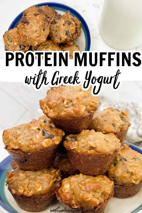 These delicious greek yogurt with protein powder muffins are the perfect busy morning breakfast or after workout snack! Greek Yogurt Protein Powder Muffins, Greek Yogurt Breakfast Muffins, Protien Muffins Greek Yogurt, Protein Powder Oatmeal Muffins, Greek Yogurt Muffins Gluten Free, Sun Warrior Protein Recipes, Greek Yogurt Oatmeal Muffins, Protein Muffins Greek Yogurt, Greek Yogurt Protein Balls