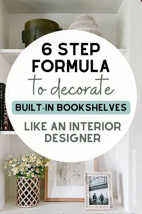 Decorate Built In Bookshelves, Bookcase Styling Ideas, Decorating Bookcases, Decorating Built In Shelves, Decorating Built Ins, Built In Shelf Decor, Modern Interior Living Room, Bookcase Decorating, Bookshelves Modern