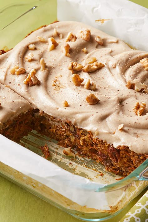 Perfectly moist and studded with raisins, this vegan carrot cake is sweetened with dates and banana and gets its rich flavor from cinnamon, nutmeg, cloves, and vanilla. A blender is used to grind the oats into a flour and combine the liquid ingredients, then the batter is mixed by hand to avoid overbeating. No need to peel the carrots before shredding them—just give them a quick wash to remove any dirt or grit. The cake will keep for up to 5 days and tastes even better the day after it’s made. Vegan Carrot Cake, Vegan Carrot Cakes, Vegan Cakes, Carrot Cake Recipe, Vegan Treats, Vegan Dessert, Vegan Cake, Vegan Sweets, Savoury Cake